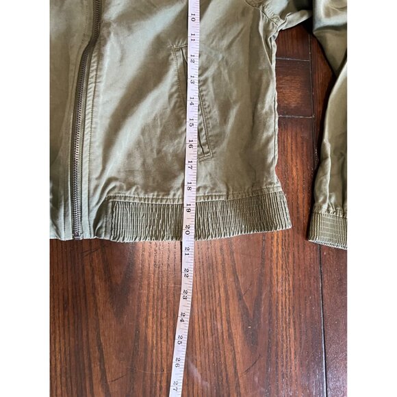 American Eagle Bomber Jacket Green Military Lightweight Zip Up Academia Small - Picture 7 of 7